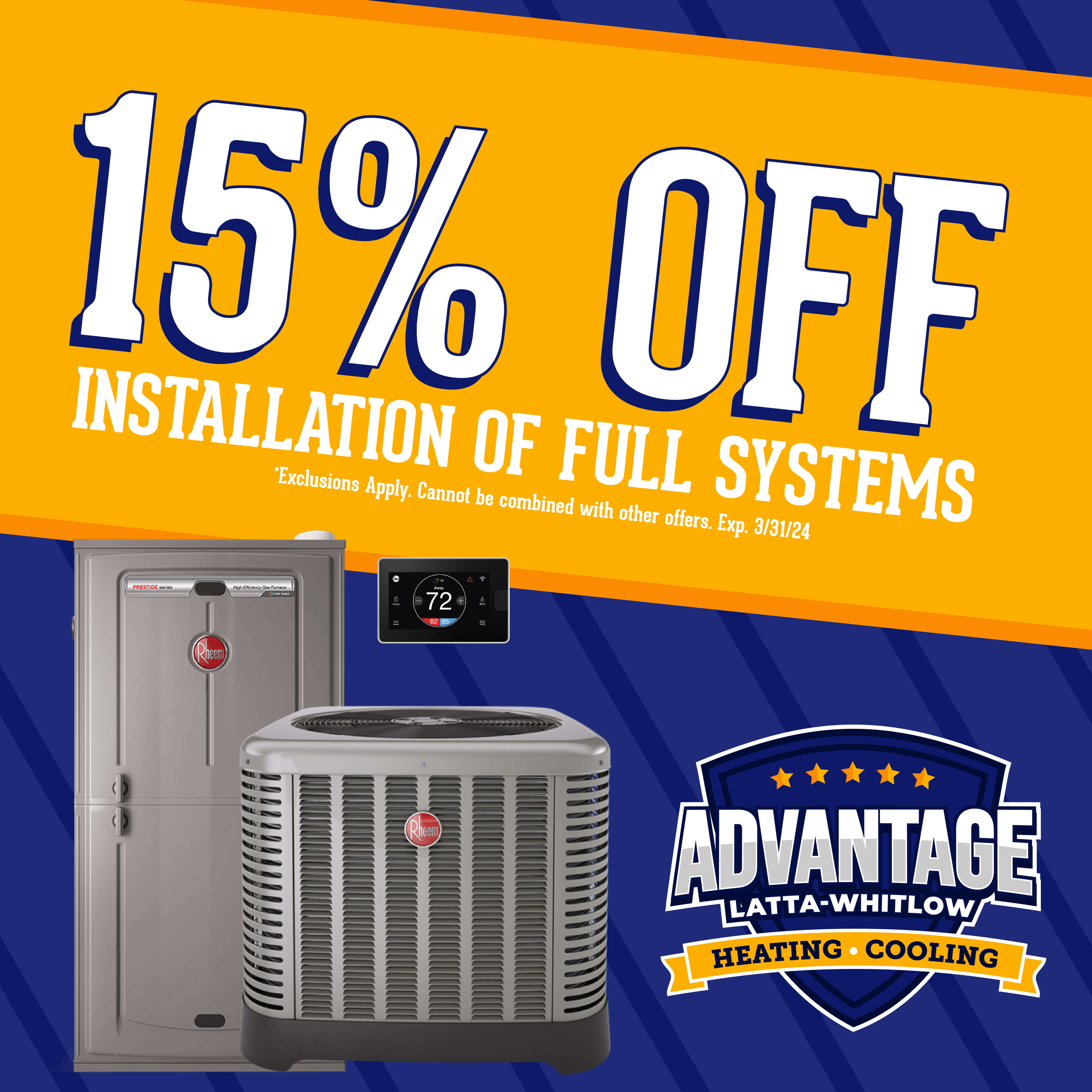 15% off installation of full systems.